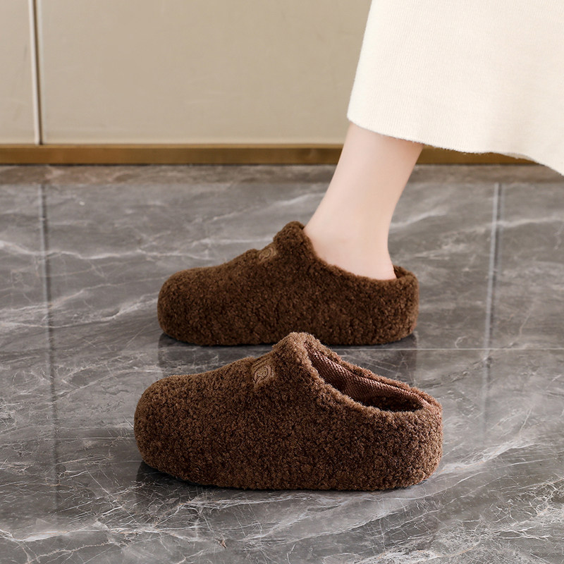 巨好看半托毛毛拖鞋女外穿2025冬季一脚蹬保暖居家包头棉拖鞋34码,淘宝优惠券,粉丝福利购,淘宝优惠卷