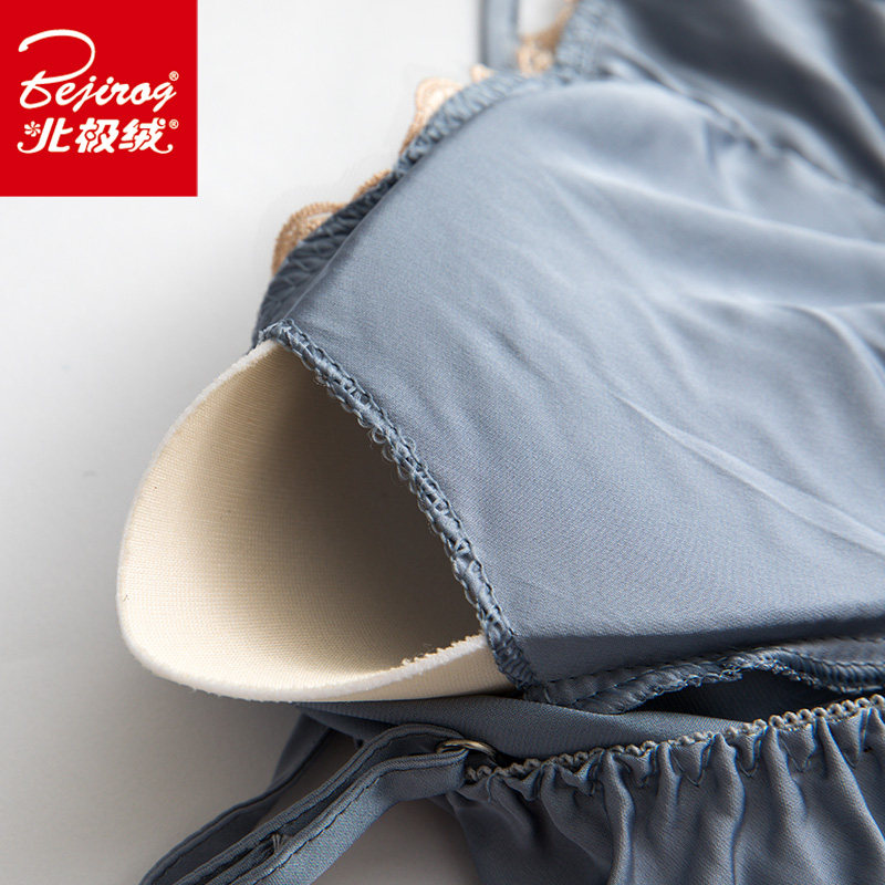 春秋五件套冰丝绸性感吊带带睡裙 北极绒百盈睡衣/家居服套装