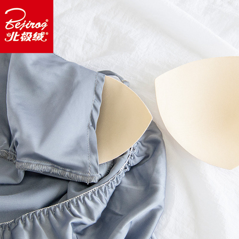 春秋性感四件套带胸垫冰丝睡裙 北极绒百盈睡衣/家居服套装