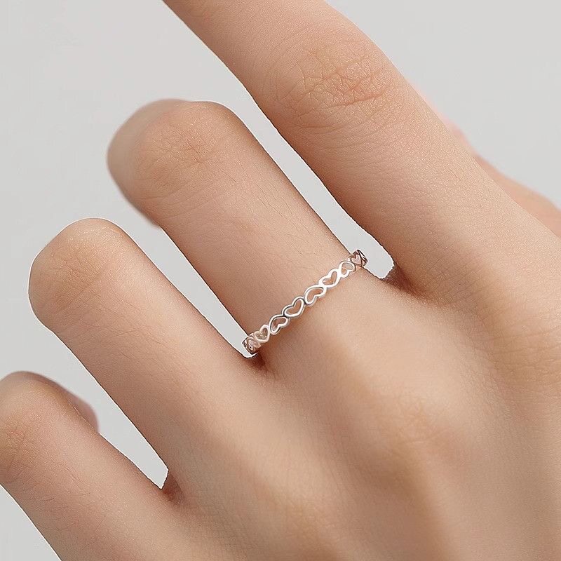 990 solid silver ring women's love index finger ring