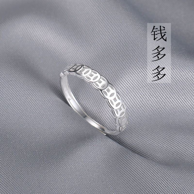 Pure silver 999 copper coin open ring for women