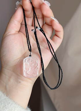 天然白水晶狐狸吊坠许愿九尾狐学习桃花项链饰品礼物挂件精致小巧