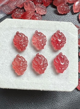 天然草莓晶小狐狸吊坠女锁骨链草莓晶九尾狐项链挂件饰品礼物桃花