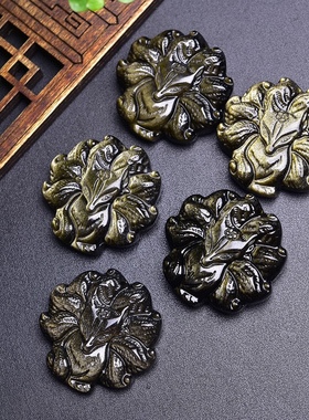 新品天然金曜石九尾狐狸吊坠百搭精致男女吊坠精致百搭包邮女