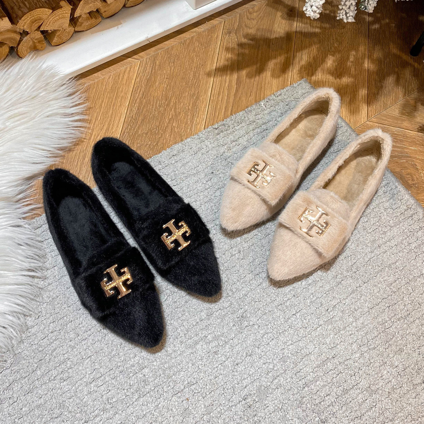 尖头毛毛鞋女冬外穿2025新款厚底法式一脚蹬貂毛豆豆鞋女加绒保暖,淘宝优惠券,粉丝福利购,淘宝优惠卷