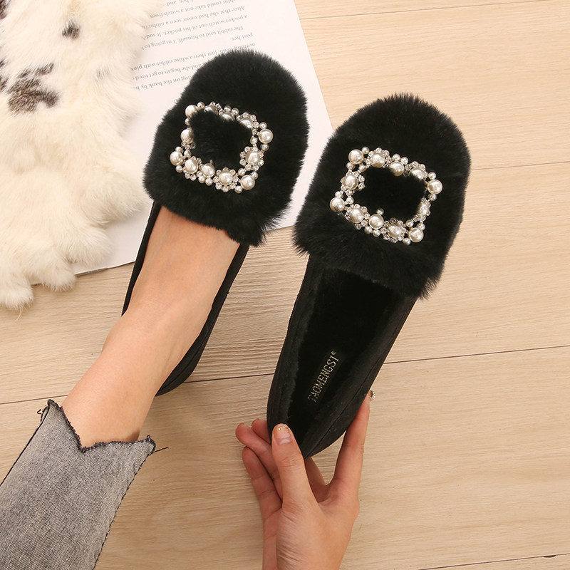 毛毛鞋女冬外穿加绒豆豆鞋女春秋季厚底棉鞋孕妇鞋防滑小码33 34,淘宝优惠券,粉丝福利购,淘宝优惠卷