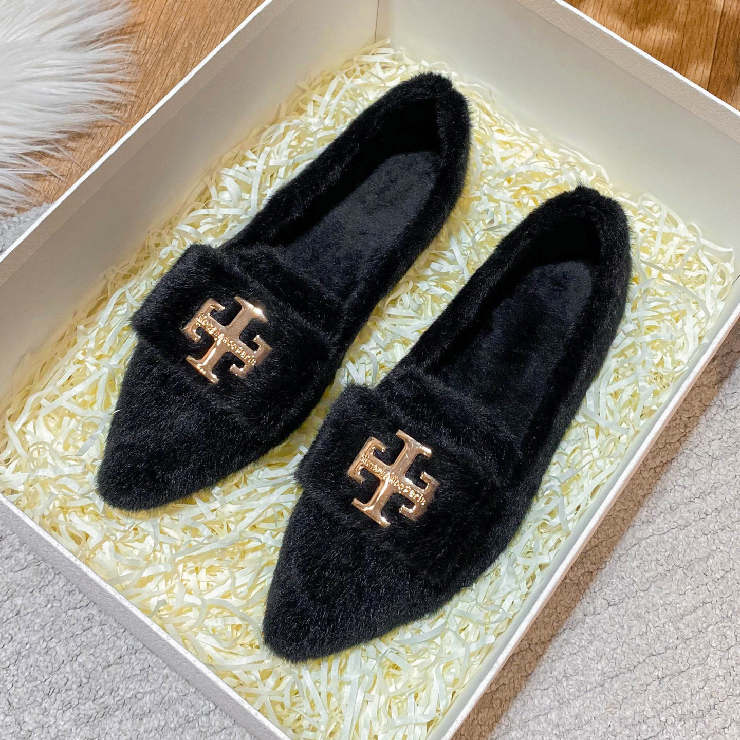 尖头毛毛鞋女冬外穿2025新款厚底法式一脚蹬貂毛豆豆鞋女加绒保暖,淘宝优惠券,粉丝福利购,淘宝优惠卷