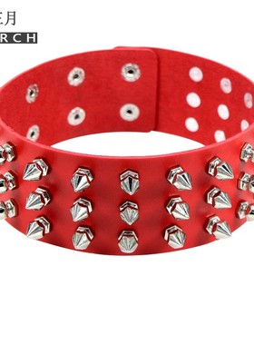 pu皮质金属铆钉男女chock项圈