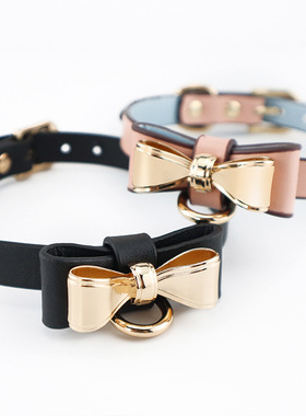 刻字狗牌猫爪金领蝴蝶结puppy铃铛choker项圈女颈带情侣有趣甜酷