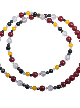 青金石海蓝宝石岫玉玛瑙多圈手串