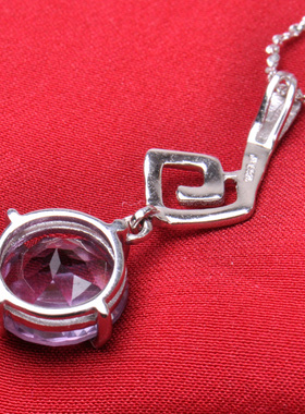 梦克拉 紫水晶吊坠女 音色 S925银镶嵌紫晶项链
