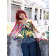 Pan Xiyuyi Retro Loose Contrast Color Floral Vacation ຮູ້ສຶກວ່າຄໍ V-Neck