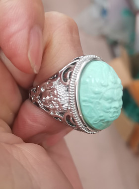 男款绿松石民族风雕刻镶嵌