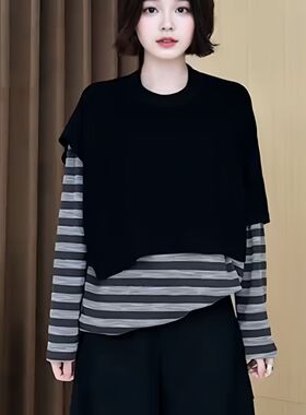 黑色极简风针织披肩小坎肩女装2026春季新款小众设计百搭上衣外搭