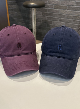 R字母休闲百搭韩版水洗棒球帽