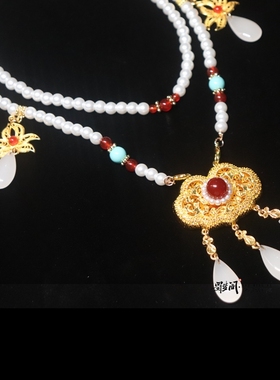 蜀梦阁原创汉服二次元古风新年拜年长命锁璎珞百搭富贵长背云饰品