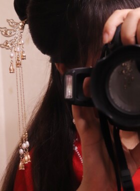 唐宋明制长流苏对簪新娘头饰珍珠