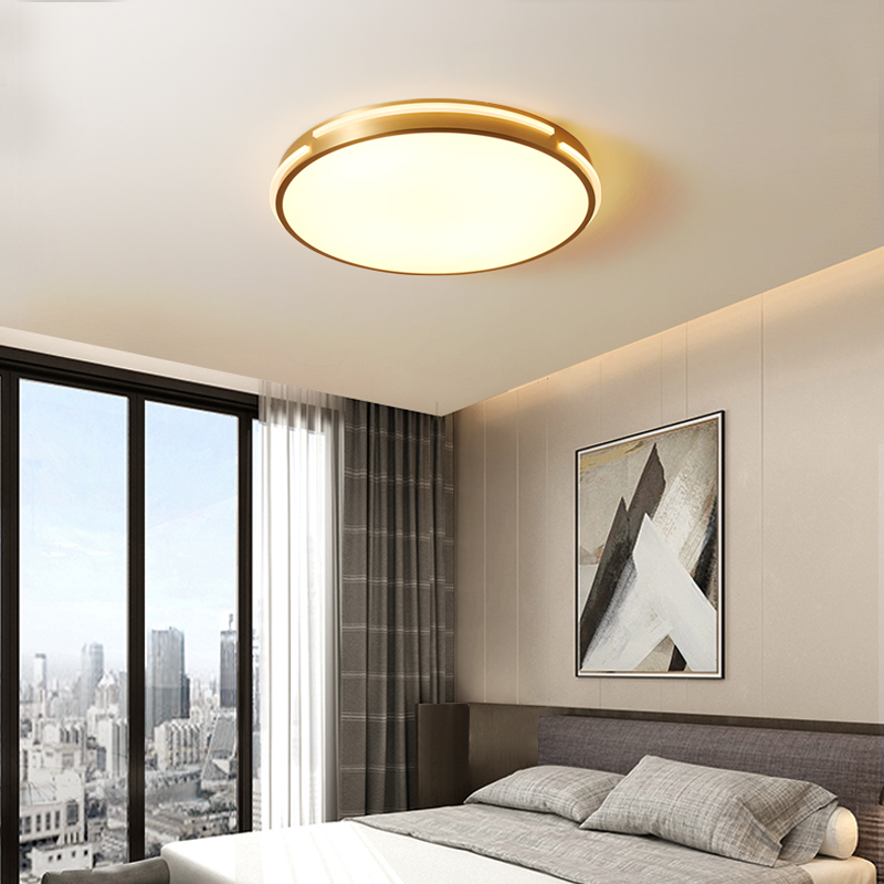 美式卧室吸顶灯圆形现代阳台灯轻奢欧式客厅主卧高级铜灯led灯具