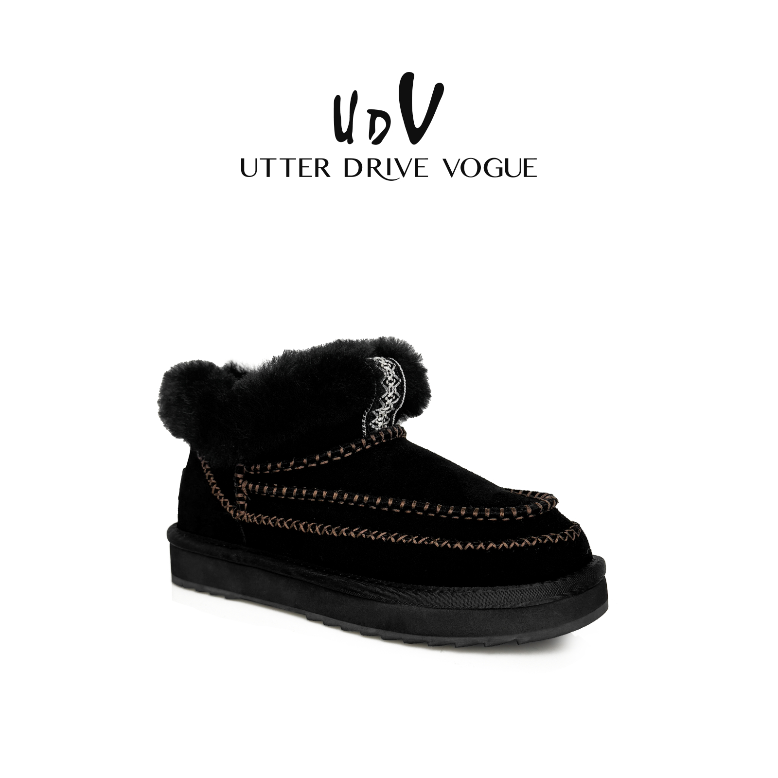 UDV羊毛皮毛一体雪地靴女2025秋冬新款加绒保暖短靴懒人毛毛鞋 - 图2