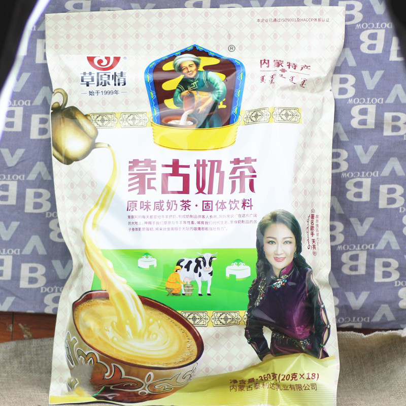 草原情奶茶粉速溶早餐茶袋装小包冲泡饮品原味内蒙古咸味奶茶360g