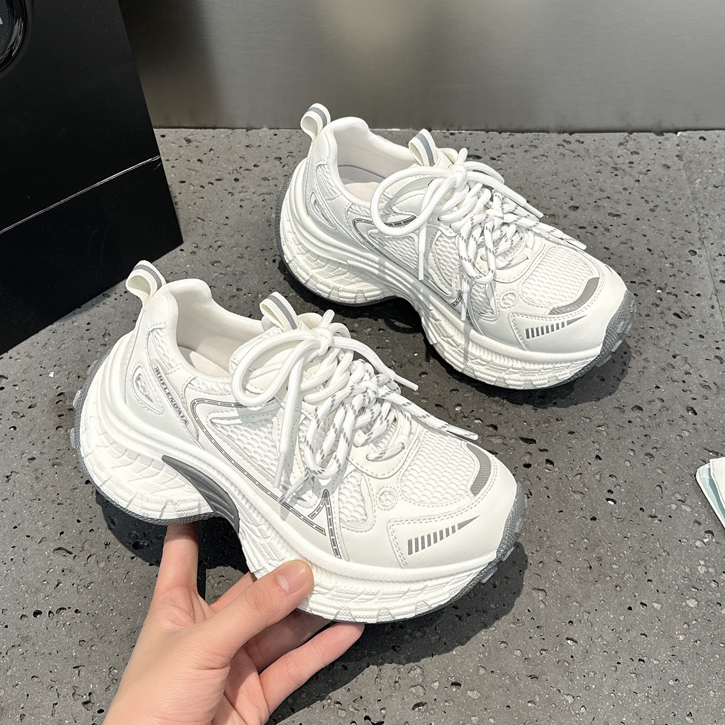 显脚小双鞋带老爹鞋女2026春季新款轻便厚底小个子增高运动休闲鞋,淘宝优惠券,粉丝福利购,淘宝优惠卷