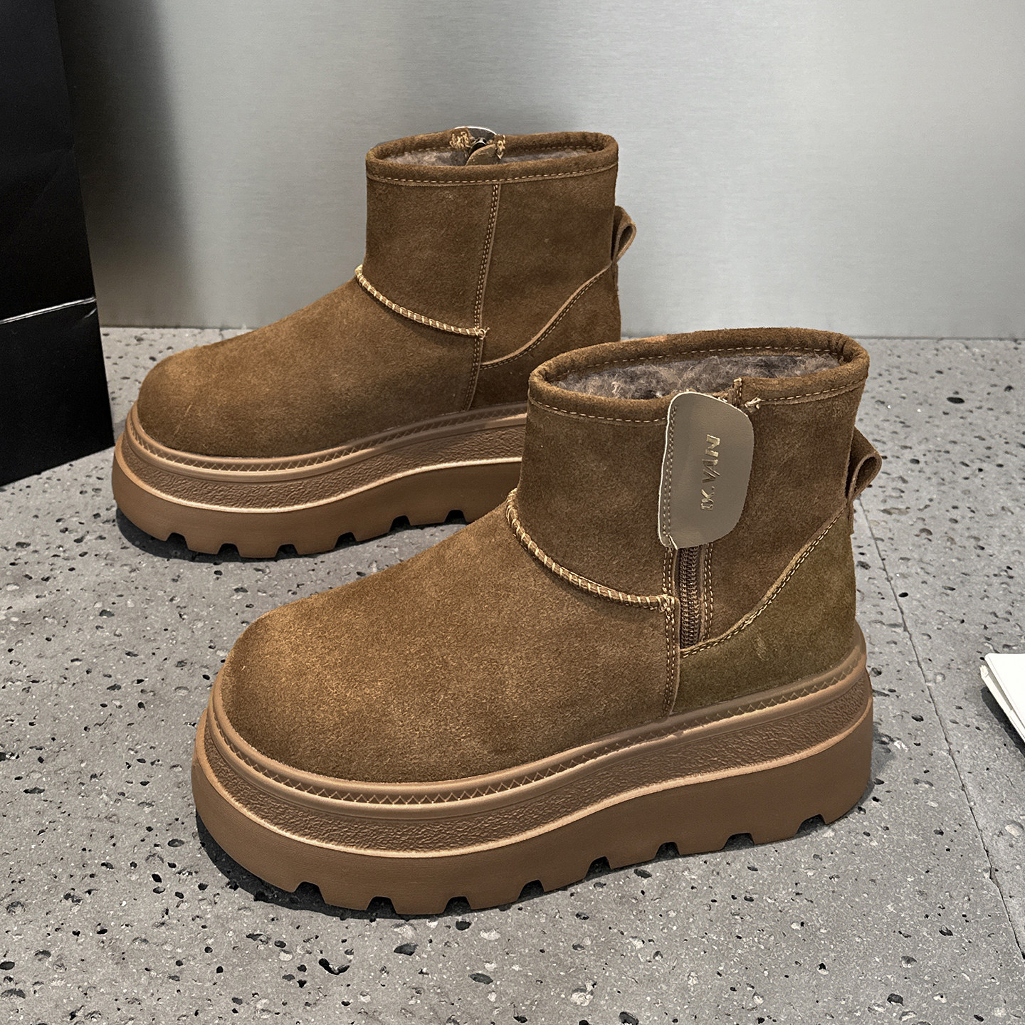 内增高灰色雪地靴女2025新款爆款冬季加绒加厚保暖厚底大棉鞋短靴,淘宝优惠券,粉丝福利购,淘宝优惠卷