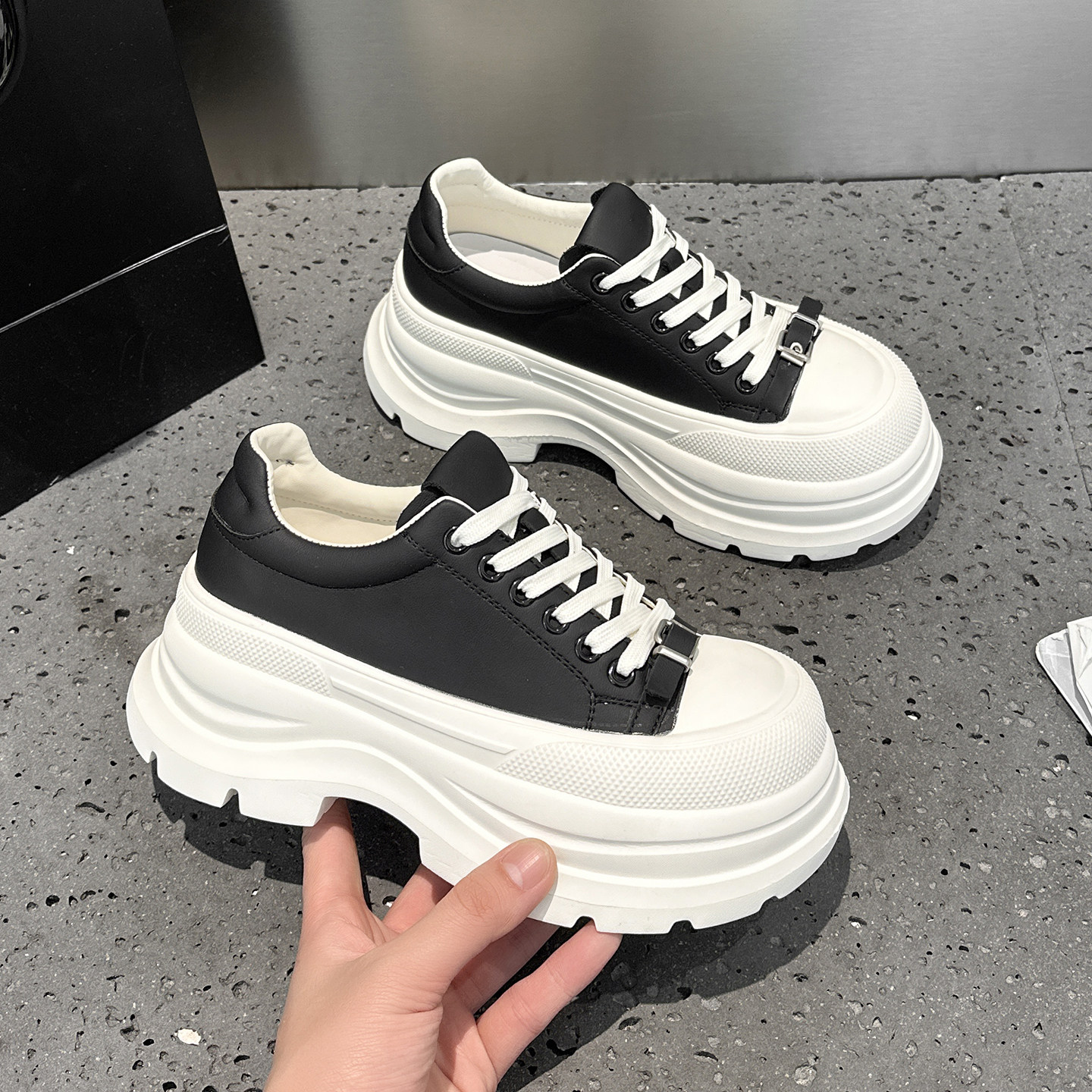 真皮厚底小白鞋女2026春季新款时尚百搭小个子增高运动休闲老爹鞋,淘宝优惠券,粉丝福利购,淘宝优惠卷