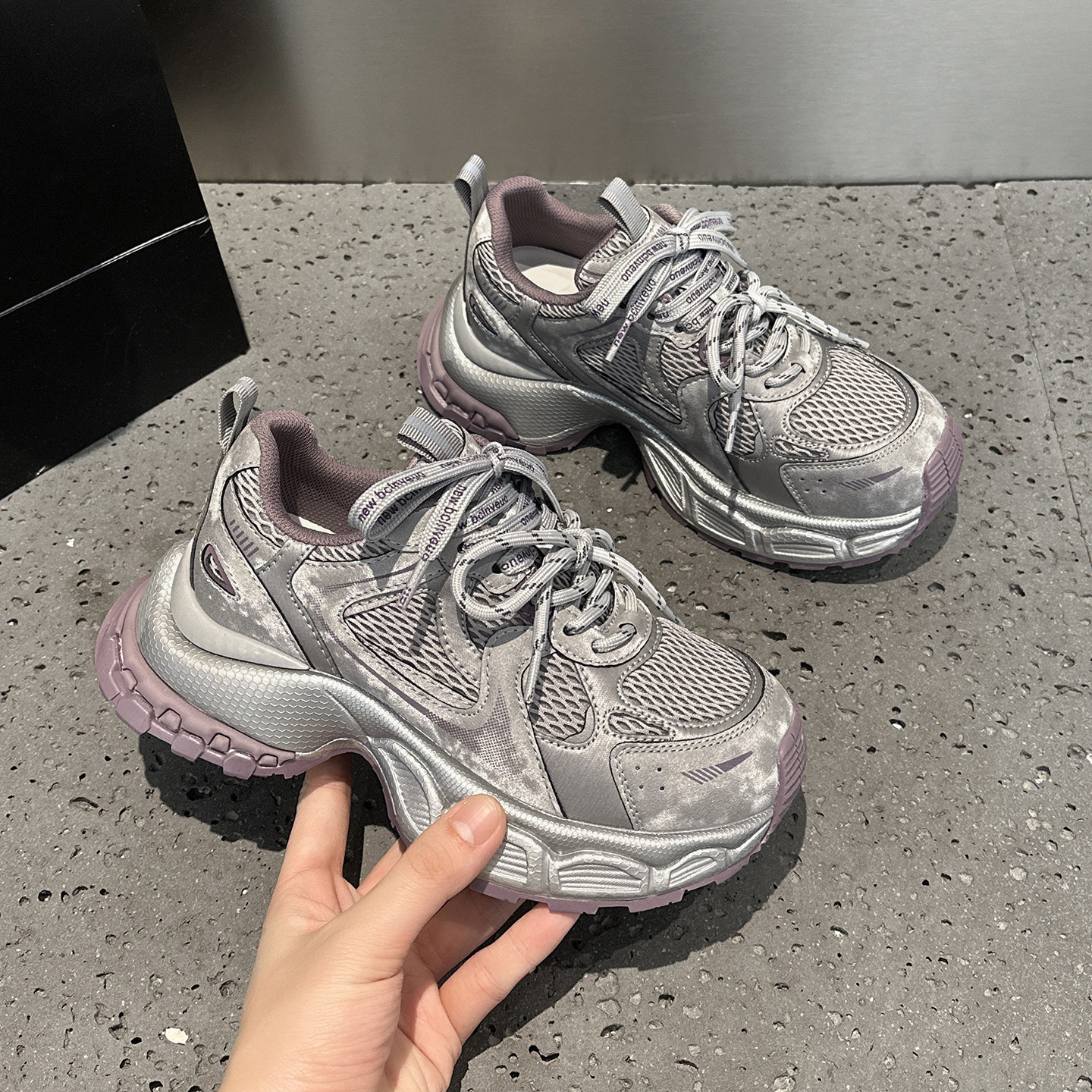 欧货白色老爹鞋女2026春季新款百搭轻便厚底网面休闲运动跑步女鞋,淘宝优惠券,粉丝福利购,淘宝优惠卷