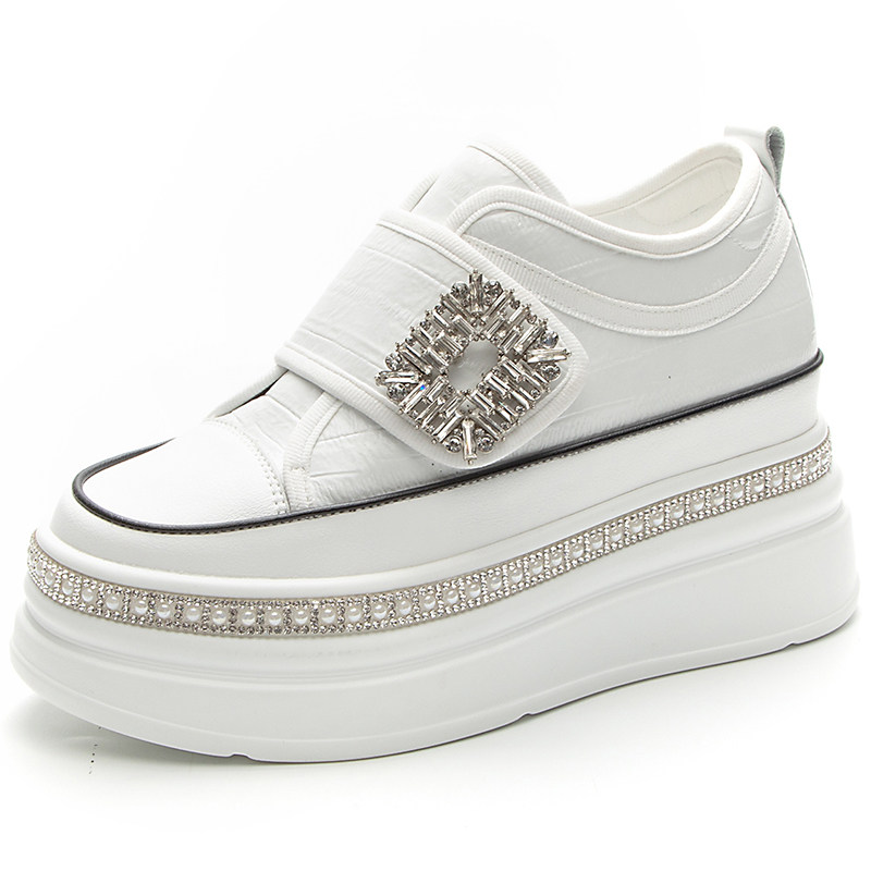 内增高小白鞋女秋季2025新款百搭真皮水钻厚底小个子运动休闲板鞋,淘宝优惠券,粉丝福利购,淘宝优惠卷