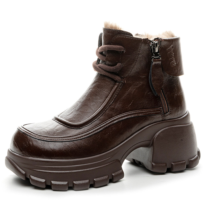 棕色马丁靴女秋冬2025新款英伦风加绒保暖棉鞋厚底小个子增高短靴,淘宝优惠券,粉丝福利购,淘宝优惠卷