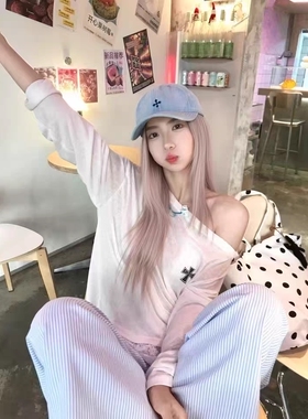 帽子假发女一体式2026新款棒球帽显脸小女团潮色长直发假发帽