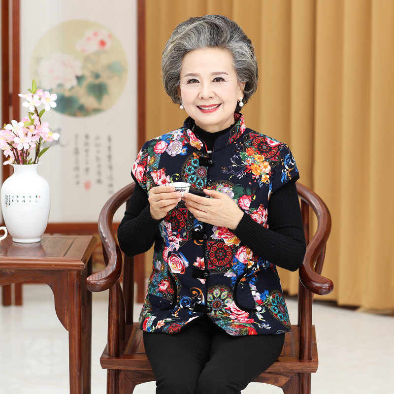 秋冬中老年人女装新款50岁加棉马夹 欧之裳中老年女装