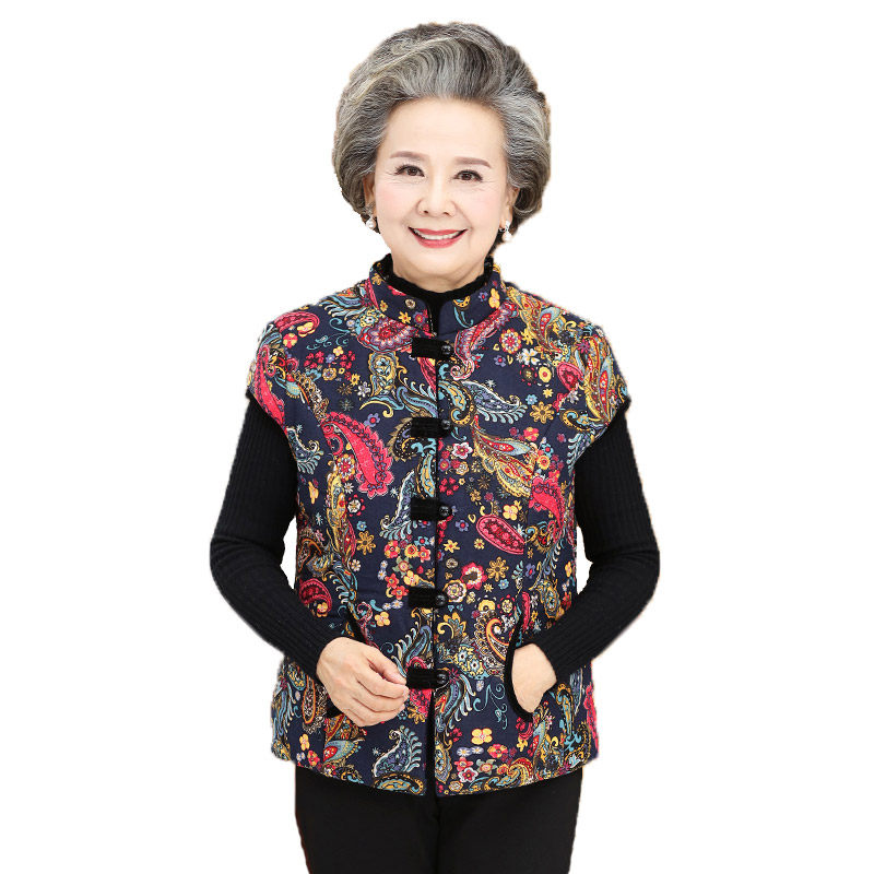 秋冬中老年人女装新款50岁加棉马夹 欧之裳中老年女装