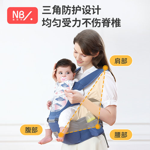 婴儿背带前抱式透气外出抱娃神器解放双手宝宝多功能腰凳轻便四季 - 图1