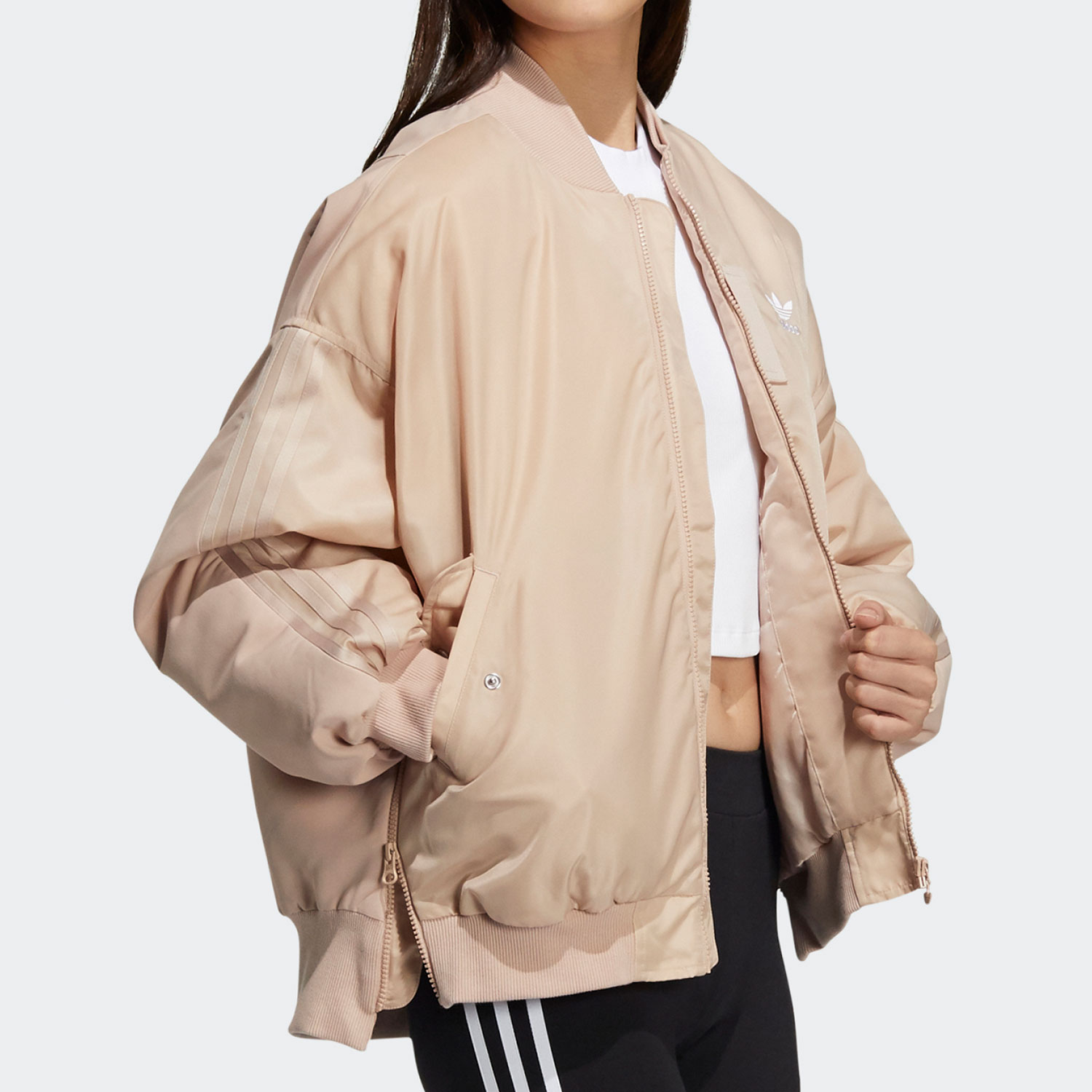 Adidas/阿迪达斯正品三叶草休闲女子短款时尚运动棉衣外套 HE6584 - 图1