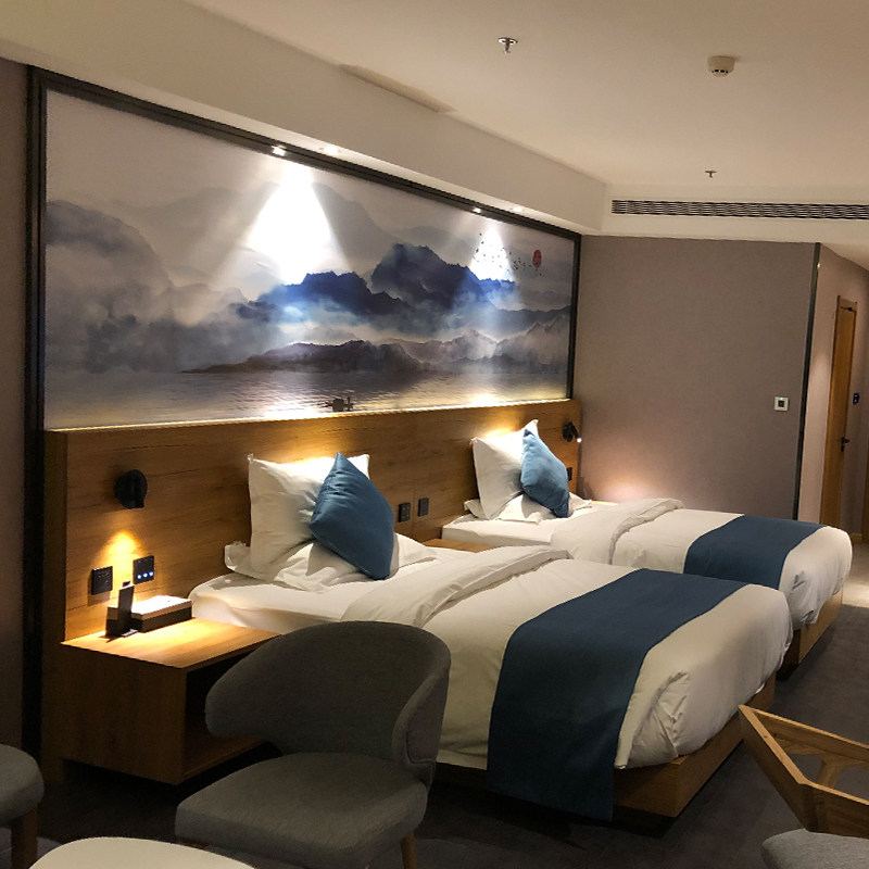 宾馆酒店套房双人全套家具精品民宿客房母子标间床公寓床桌子定制_虎窝淘