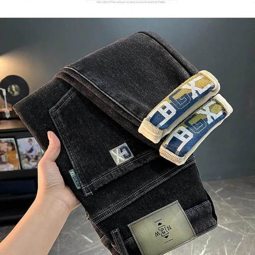 瑞晓服装精品秋冬新款加绒加厚e水洗牛仔裤男潮牌时尚轻奢百搭弹 - 图0