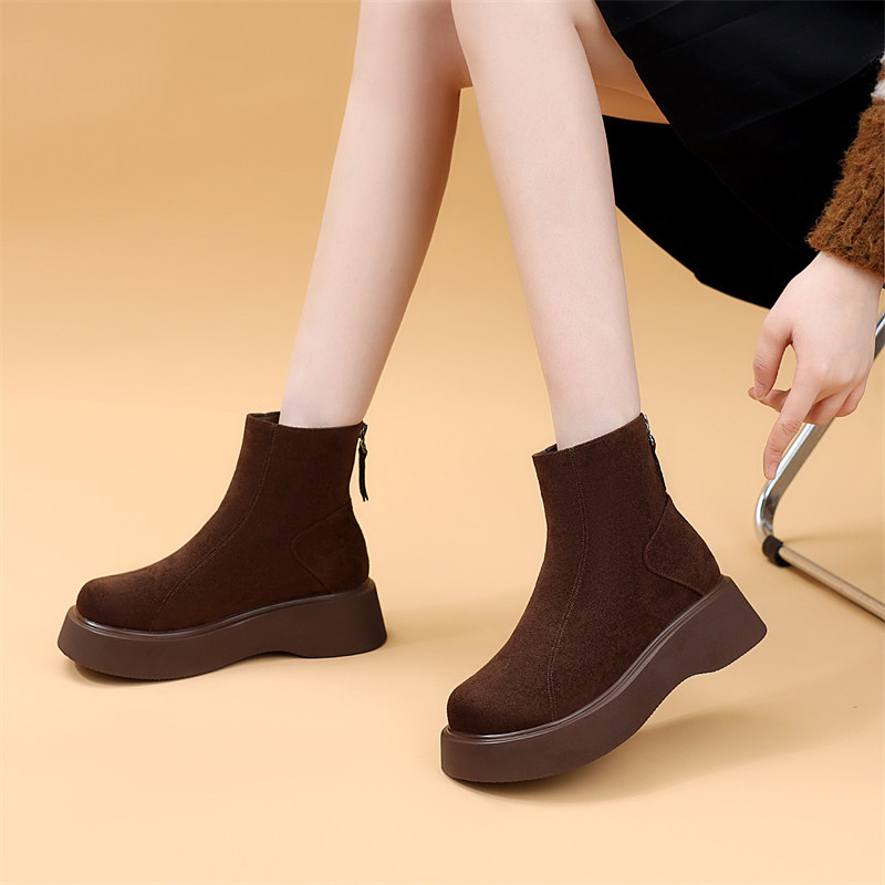 厚底增高切尔西短靴女2025冬季新款圆头英伦洋气显瘦马丁靴小码34,淘宝优惠券,粉丝福利购,淘宝优惠卷