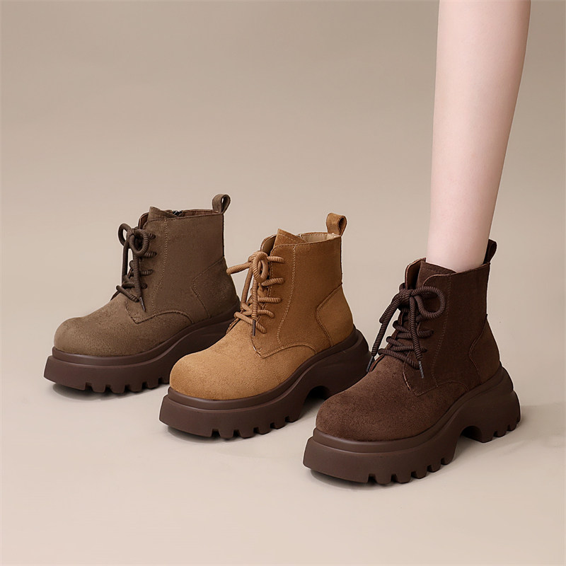 厚底复古马丁靴女2025新款秋季英伦软底单靴绒面配裙增高加绒短靴,淘宝优惠券,粉丝福利购,淘宝优惠卷