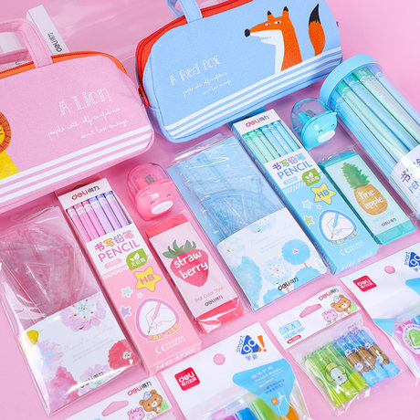 gift girl teen Red Riding Hood stationery set blue notebook blue pink