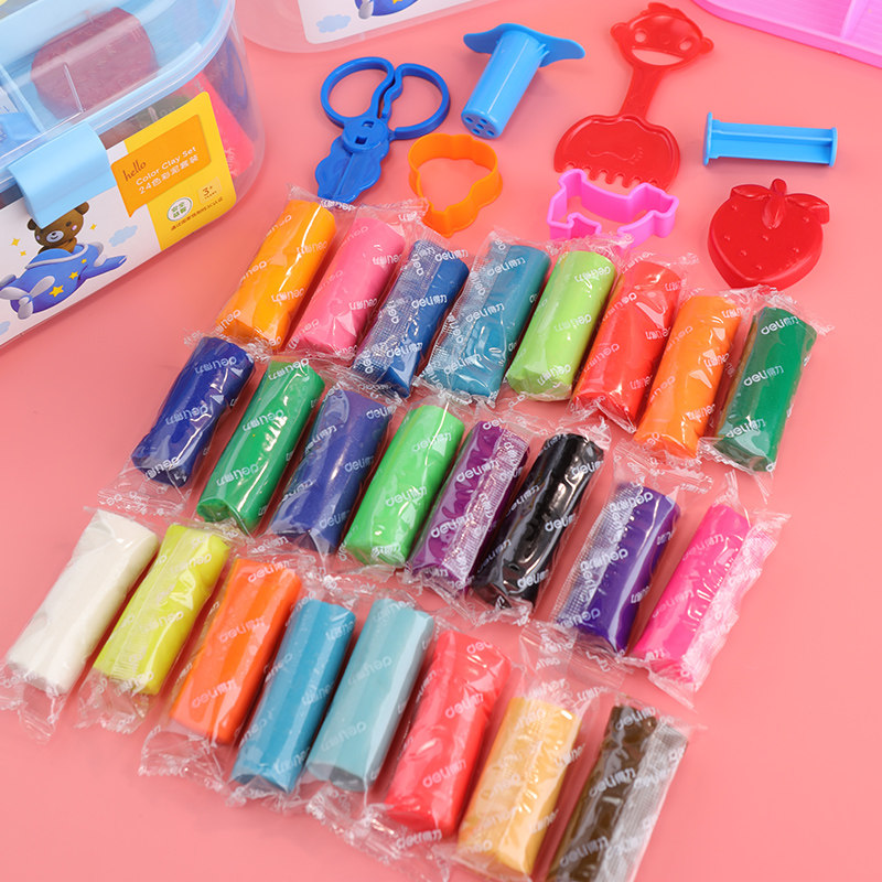 得力24色儿童幼儿园像皮泥橡皮泥 deli丰旗彩泥/橡皮泥