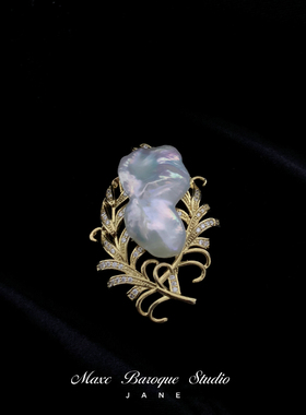 淡水巴洛克珍珠胸针吊坠两用高档女大衣西装别针衣服胸花轻奢礼物