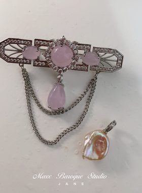 多种戴法巴洛克异形花瓣珍珠吊坠胸针厚镀金微镶锆石宫廷风别针女