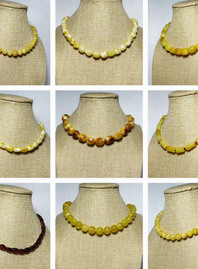 老蜜蜡锁骨链女款短款波罗的海