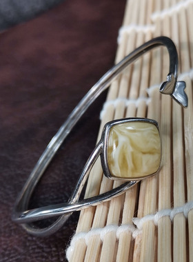 女士925银琥珀蜜蜡松石民族特色