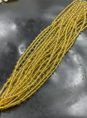 冰黄色玉珠链子绳项链