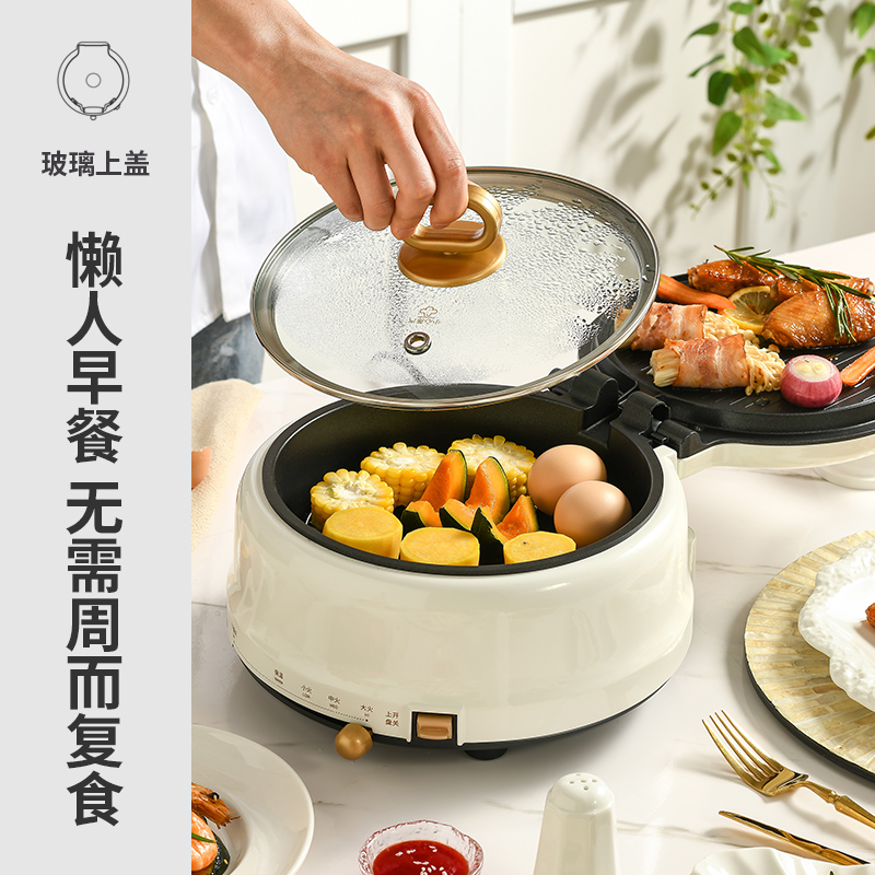 利仁电饼铛多功能家用双面加热加大加深火锅2023新款煎烤电煎锅 - 图2