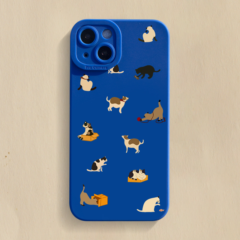简约猫咪iPhone17手机壳16Promax苹果15套14新款13日韩12可爱11卡通x少女超萌xr趣味xs全包防摔8plus适用女7p - 图0