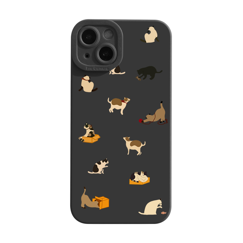 简约猫咪iPhone17手机壳16Promax苹果15套14新款13日韩12可爱11卡通x少女超萌xr趣味xs全包防摔8plus适用女7p - 图3