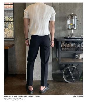 ເສື້ອໂປໂລຜູ້ຊາຍ ຍີ່ຫໍ້ trendy summer collared t-shirt men's short-sleeved Japanese handsome color solid versatile knitted top